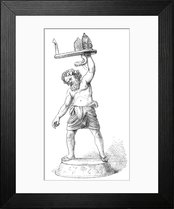 Framed Print : Recent discoveries in the buried city of Pompeii: statuette of Silenus, 1864. Creator: Unknown Framed Print : Recent discoveries in the buried city of Pompeii: statuette of Silenus, 1864. Creator: Unknown