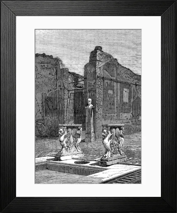 Framed Print : Recent discoveries in the buried city of Pompeii: interior of the house of Cornelius Rufus, 1864. Creator: Unknown Framed Print : Recent discoveries in the buried city of Pompeii: interior of the house of Cornelius Rufus, 1864. Creator: Unknown