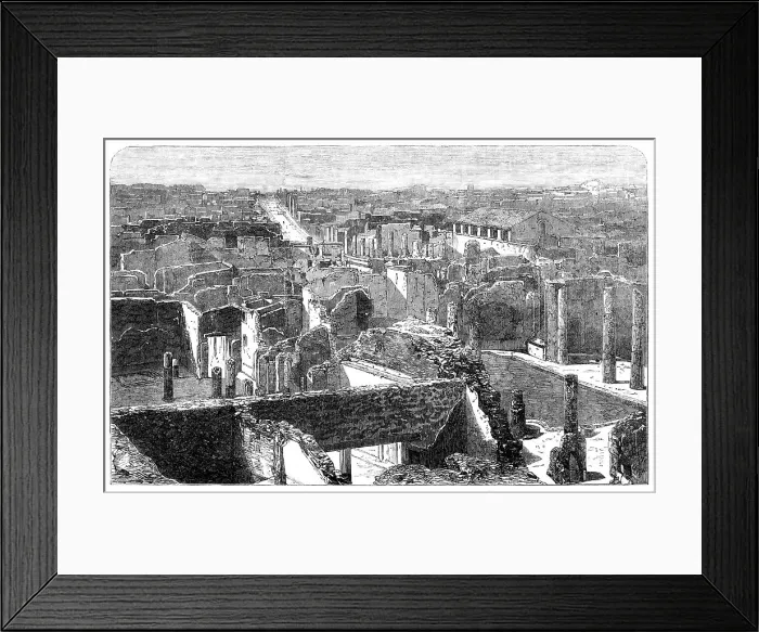 Framed Print : Recent discoveries in the buried city of Pompeii: general view of the excavations, 1864. Creator: Unknown Framed Print : Recent discoveries in the buried city of Pompeii: general view of the excavations, 1864. Creator: Unknown