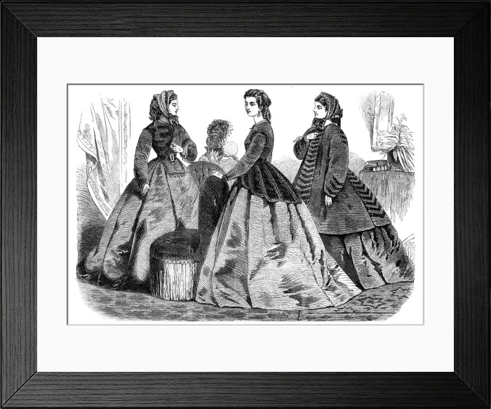 Framed Print : Paris fashions for January 1865, (1864). Creator: Unknown Framed Print : Paris fashions for January 1865, (1864). Creator: Unknown