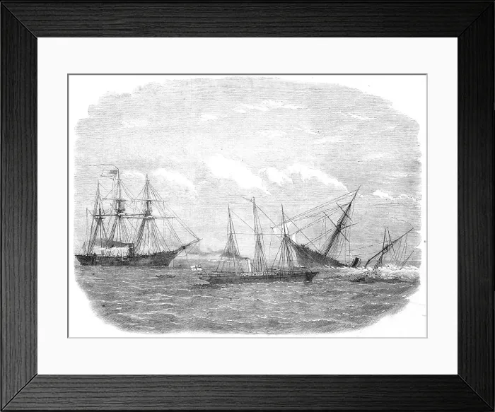 Framed Print : The Deerhound rescuing a portion of the crew of The Alabama, 1864. Creator: Unknown Framed Print : The Deerhound rescuing a portion of the crew of The Alabama, 1864. Creator: Unknown