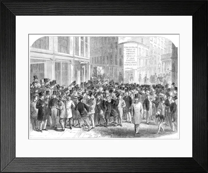 Framed Print : Kerbstone stockbrokers in New York, 1864. Creator: Mason Jackson Framed Print : Kerbstone stockbrokers in New York, 1864. Creator: Mason Jackson