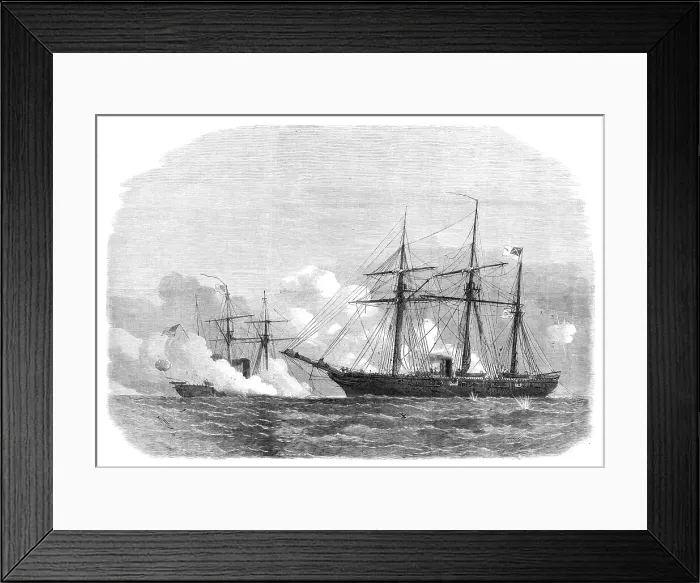 Framed Print : The fight between the Alabama and the Kearsarge, 1864. Creator: Unknown Framed Print : The fight between the Alabama and the Kearsarge, 1864. Creator: Unknown