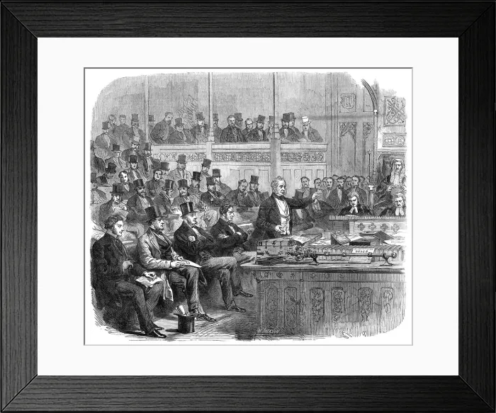 Framed Print : Lord Palmerston making the ministerial statement on Dano-German Affairs... 1864. Creator: Mason Jackson Framed Print : Lord Palmerston making the ministerial statement on Dano-German Affairs... 1864. Creator: Mason Jackson