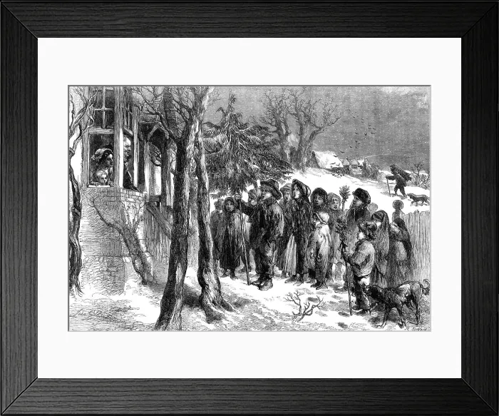 Framed Print : Carol-singing in Yorkshire - drawn by John Gilbert, 1864. Creator: Mason Jackson Framed Print : Carol-singing in Yorkshire - drawn by John Gilbert, 1864. Creator: Mason Jackson