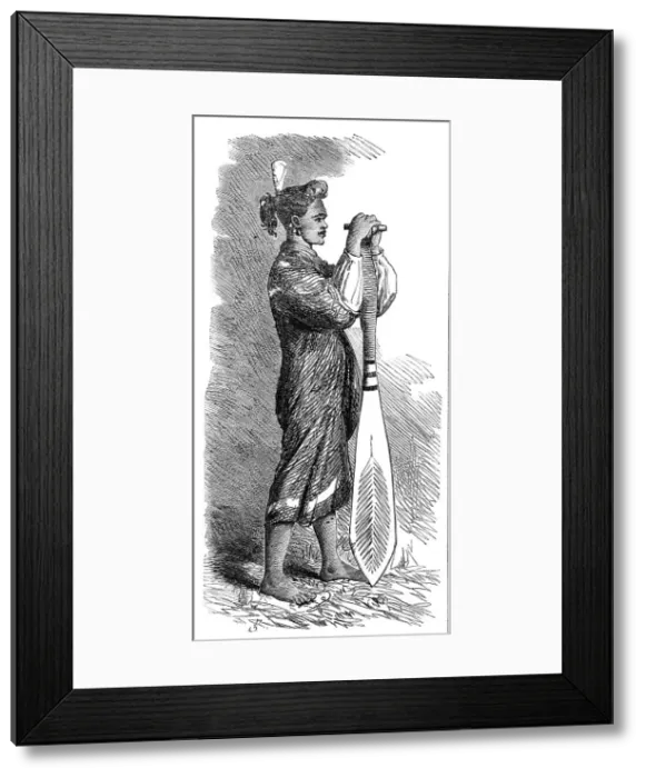 Framed Print : An Indian with a flag of truce, in Clayoquot Sound, Vancouver Island, 1864. Creator: Unknown Framed Print : An Indian with a flag of truce, in Clayoquot Sound, Vancouver Island, 1864. Creator: Unknown