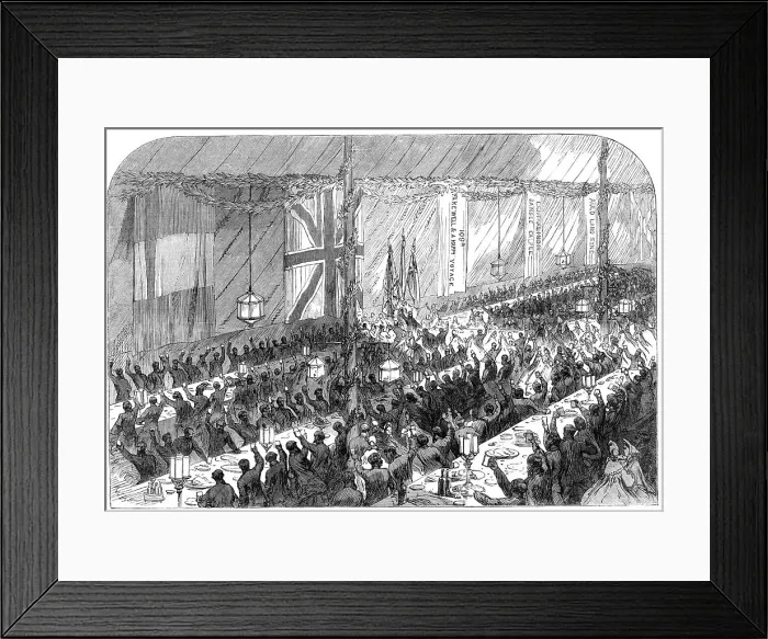Framed Print : Farewell banquet to the 109th Regiment at Kurrachee, 1864. Creator: Unknown Framed Print : Farewell banquet to the 109th Regiment at Kurrachee, 1864. Creator: Unknown