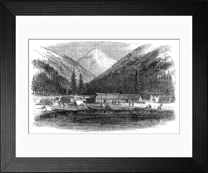 Framed Print : Sketches in British Columbia: Indian village, Douglas Lake, 1864. Creator: Unknown Framed Print : Sketches in British Columbia: Indian village, Douglas Lake, 1864. Creator: Unknown