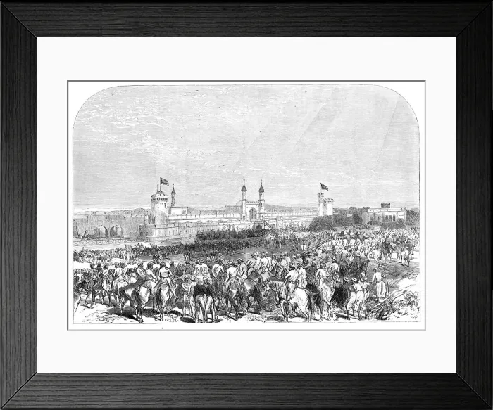Framed Print : Arrival of the Governor-General of India at the Lahore railway station, 1864. Creator: C. R Framed Print : Arrival of the Governor-General of India at the Lahore railway station, 1864. Creator: C. R