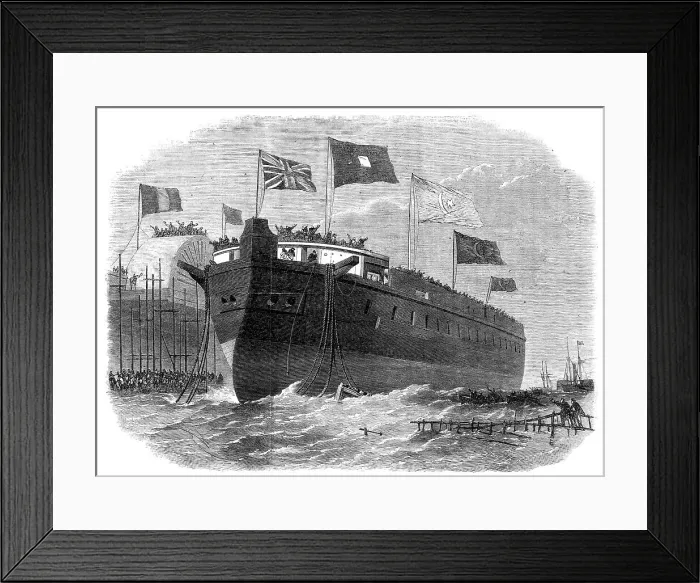 Framed Print : Launch of the Turkish iron-clad frigate Sultan Mahmoud, at the Thames Ironworks, Blackwall, 1864. Creator: Smyth Framed Print : Launch of the Turkish iron-clad frigate Sultan Mahmoud, at the Thames Ironworks, Blackwall, 1864. Creator: Smyth