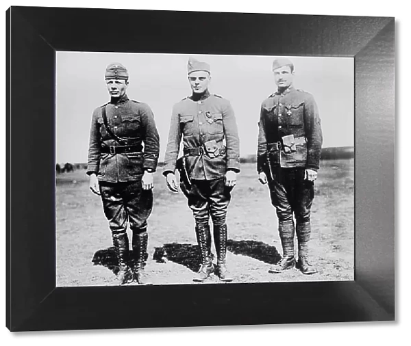 Maj. T. [Theodore] Roosevelt, Jr. Lieut. C.R. Holmes, Sgt. J.A. Murphy, 5 Apr 1918. Creator: Bain News Service