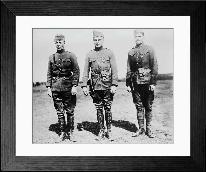 Framed Print : Maj. T. [Theodore] Roosevelt, Jr. Lieut. C.R. Holmes, Sgt. J.A. Murphy, 5 Apr 1918. Creator: Bain News Service