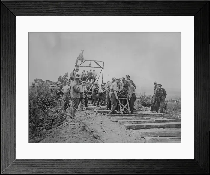 Framed Print : R.R. follows British advance, 31 Oct 1918. Creator: Bain News Service Framed Print : R.R. follows British advance, 31 Oct 1918. Creator: Bain News Service