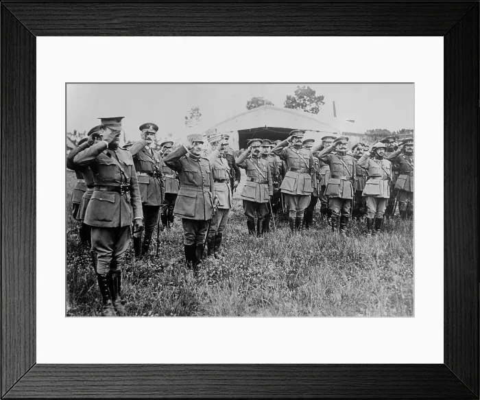 Framed Print : Belgians salute U.S. flag, 4 July 1918. Creator: Bain News Service Framed Print : Belgians salute U.S. flag, 4 July 1918. Creator: Bain News Service