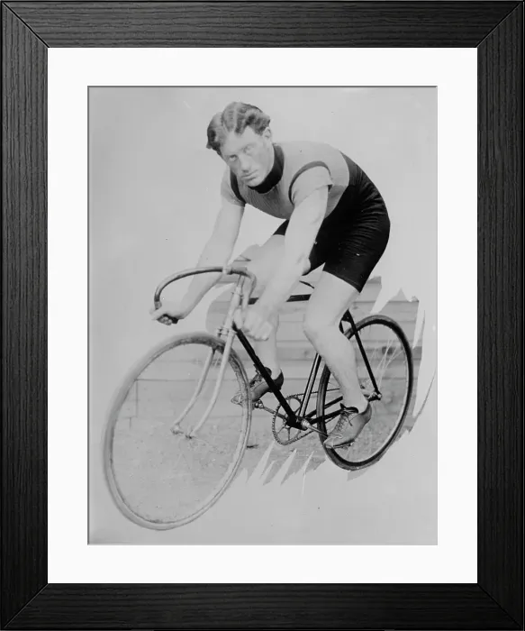 Framed Print : New Zealand cyclist, Fred Jumbo Wells on bike, between c1910 and c1915. Creator: Bain News Service Framed Print : New Zealand cyclist, Fred Jumbo Wells on bike, between c1910 and c1915. Creator: Bain News Service