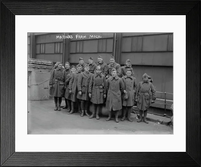 Framed Print : Marines from Mich. 1918 or 1919. Creator: Bain News Service Framed Print : Marines from Mich. 1918 or 1919. Creator: Bain News Service