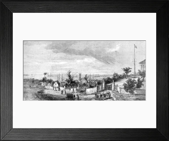 Framed Print : The town and port of Nassau, New Providence, Bahama Islands, 1864. Creator: Mason Jackson