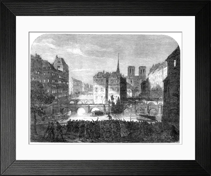 Framed Print : Scene from The Workmen of Paris, at the Adelphi Theatre; Paris by Moonlight, 1864. Creator: Unknown. Scene from The Workmen of Paris, at the Adelphi Theatre; Paris by Moonlight, 1864. Creator: Unknown Framed Print : Scene from The Workmen of Paris, at the Adelphi Theatre; Paris by Moonlight, 1864. Creator: Unknown. Scene from The Workmen of Paris, at the Adelphi Theatre; Paris by Moonlight, 1864. Creator: Unknown