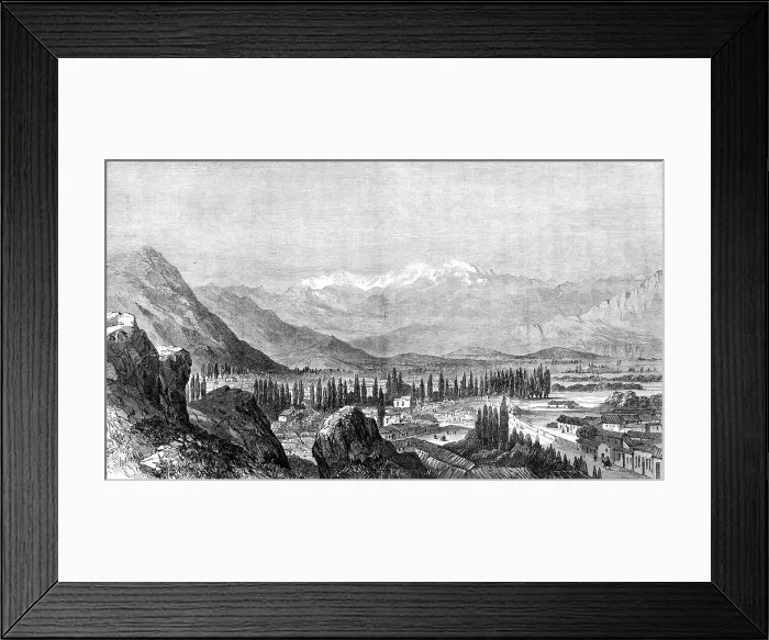 Framed Print : View of the Chilian Cordillera, from Santiago, 1864. Creator: Unknown Framed Print : View of the Chilian Cordillera, from Santiago, 1864. Creator: Unknown