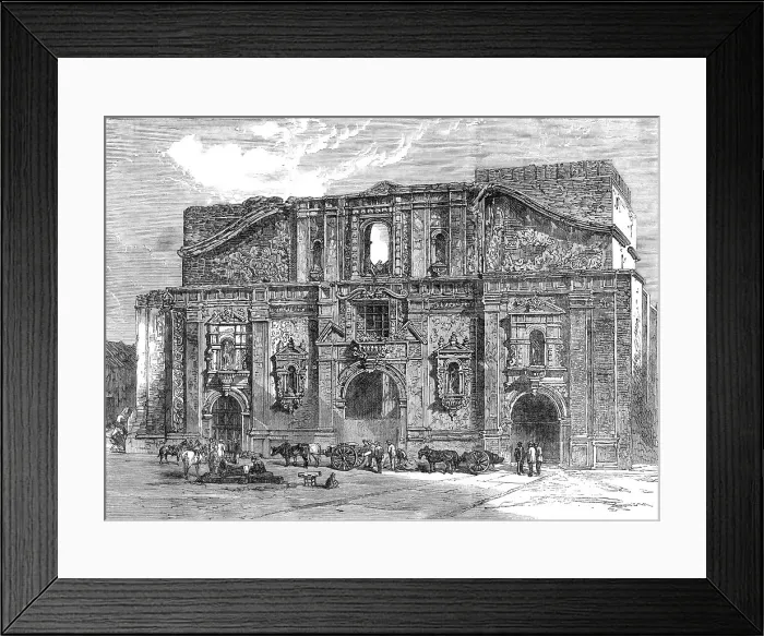 Framed Print : The terrible calamity in Santiago, Chili: ruins of La Compania [Compañía] Church, 1864. Creator: Unknown