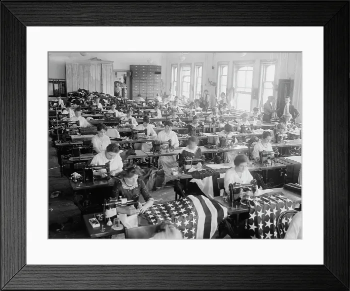 Framed Print : Flag shop, Navy Yard, 1917. Creator: Bain News Service Framed Print : Flag shop, Navy Yard, 1917. Creator: Bain News Service