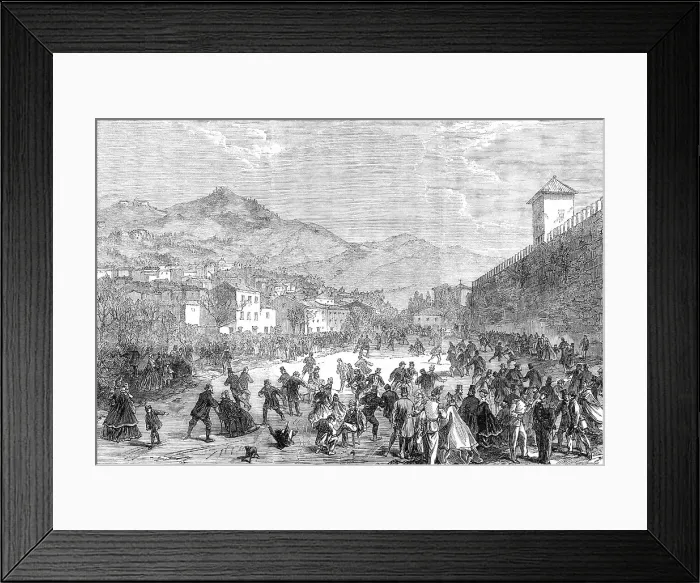 Framed Print : Skating at Florence, 1864. Creator: Unknown Framed Print : Skating at Florence, 1864. Creator: Unknown