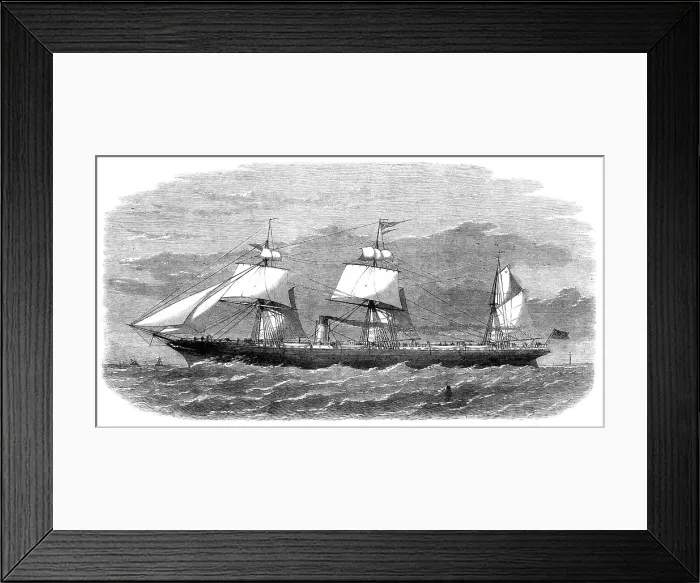 Framed Print : The new screw steam-ship Cuba, of the Cunard Liverpool and New York Line, 1864. Creator: Unknown Framed Print : The new screw steam-ship Cuba, of the Cunard Liverpool and New York Line, 1864. Creator: Unknown