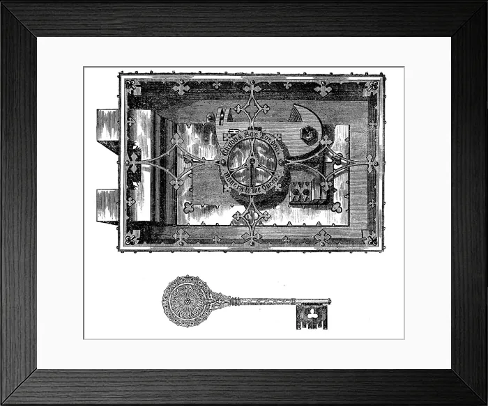 Framed Print : The International Exhibition: Chubbs safe-lock and key, 1862. Creator: Unknown Framed Print : The International Exhibition: Chubbs safe-lock and key, 1862. Creator: Unknown