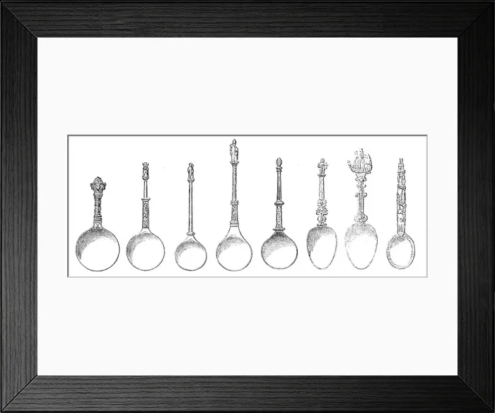 Framed Print : The Loan Collection, South-Kensington: Silver and silver-gilt spoons, 1862. Creator: Unknown Framed Print : The Loan Collection, South-Kensington: Silver and silver-gilt spoons, 1862. Creator: Unknown