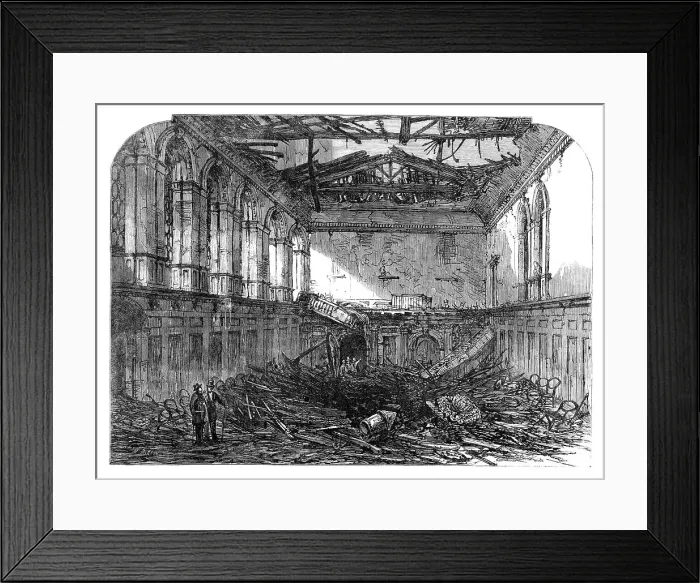 Framed Print : The Great Fire in the City: ruins of Haberdashers Hall, 1864. Creator: Unknown Framed Print : The Great Fire in the City: ruins of Haberdashers Hall, 1864. Creator: Unknown