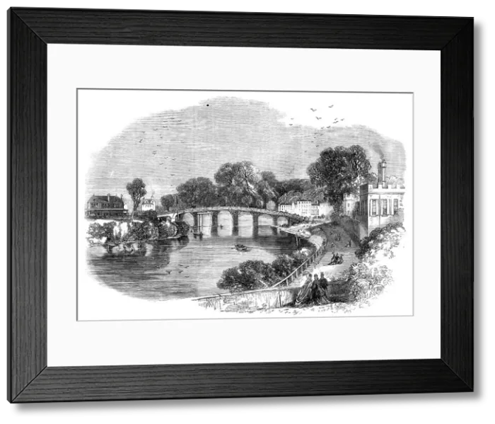 Framed Print : Hampton Court Old Bridge, 1864. Creator: Mason Jackson Framed Print : Hampton Court Old Bridge, 1864. Creator: Mason Jackson