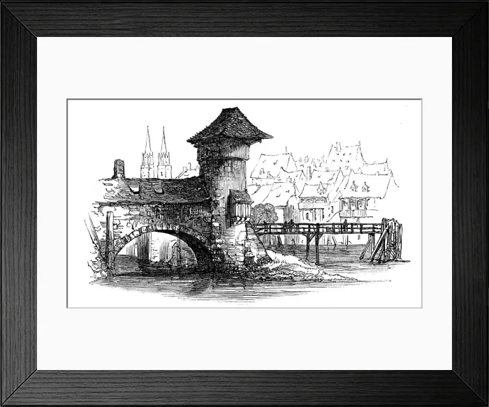 Framed Print : Old bridge, Nuremberg, 1864. Creator: Unknown Framed Print : Old bridge, Nuremberg, 1864. Creator: Unknown