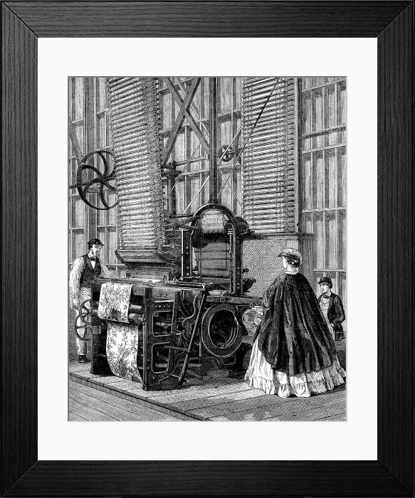 Framed Print : The International Exhibition: Smith's power-loom for weaving tufted pile carpets, 1862. Creator: Unknown Framed Print : The International Exhibition: Smith's power-loom for weaving tufted pile carpets, 1862. Creator: Unknown