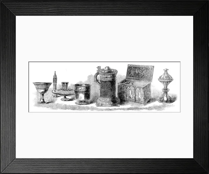 Framed Print : The Loan Collection, South-Kensington: Cups, tankard, casket, salt, 1862. Creator: Unknown Framed Print : The Loan Collection, South-Kensington: Cups, tankard, casket, salt, 1862. Creator: Unknown