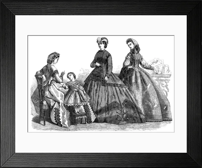 Framed Print : Paris fashions for October, 1864. Creator: Unknown Framed Print : Paris fashions for October, 1864. Creator: Unknown