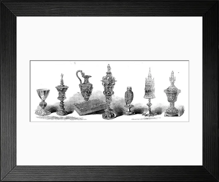 Framed Print : The Loan Collection, South-Kensington: Chalice, cups, ewer, pyx, 1862. Creator: Unknown Framed Print : The Loan Collection, South-Kensington: Chalice, cups, ewer, pyx, 1862. Creator: Unknown