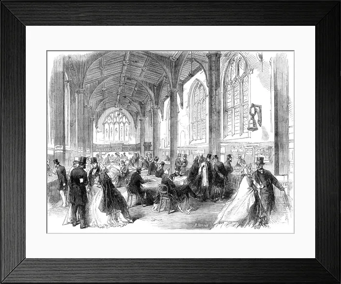 Framed Print : Reception-room of the Social Science Congress in the Guildhall, New York, 1864. Creator: Mason Jackson Framed Print : Reception-room of the Social Science Congress in the Guildhall, New York, 1864. Creator: Mason Jackson