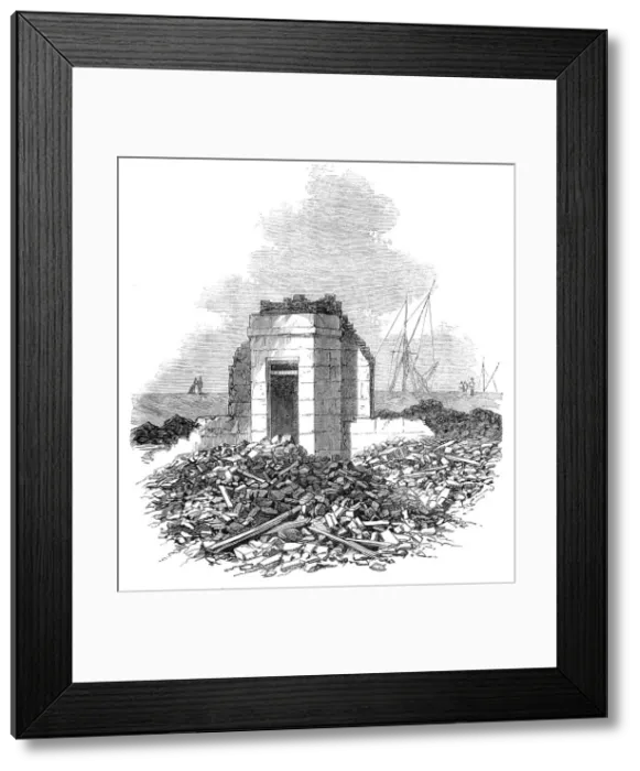 Framed Print : The explosion of a gunpowder magazine near Erith: ruins of Rayner's house, 1864. Creator: Unknown Framed Print : The explosion of a gunpowder magazine near Erith: ruins of Rayner's house, 1864. Creator: Unknown