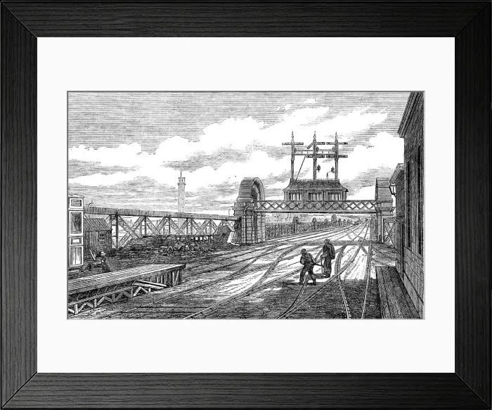Framed Print : The Charing-Cross Railway: the signal station on the north end of the bridge, 1864. Creator: Unknown Framed Print : The Charing-Cross Railway: the signal station on the north end of the bridge, 1864. Creator: Unknown