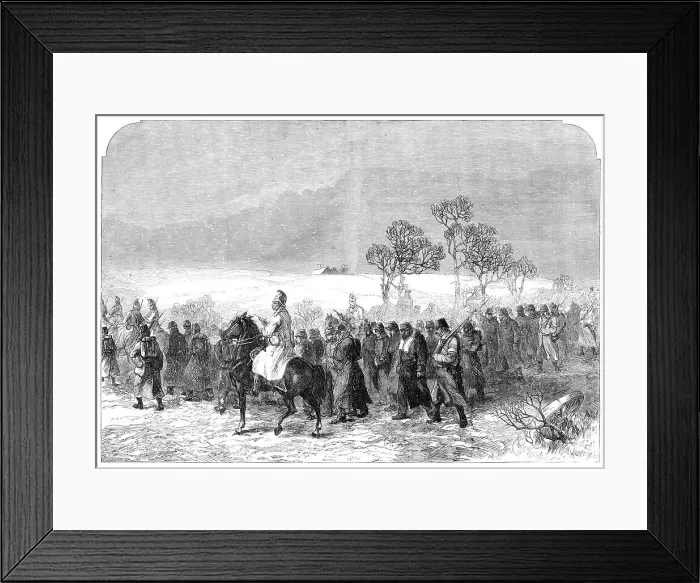 Framed Print : The War in Schleswig: Danish prisoners on the road to Rendsburg after the Battle of Over-Selk, 1864. Creator: Unknown Framed Print : The War in Schleswig: Danish prisoners on the road to Rendsburg after the Battle of Over-Selk, 1864. Creator: Unknown