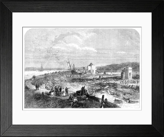 Framed Print : Scene of the explosion of gunpowder magazines near Erith, 1864. Creator: Unknown Framed Print : Scene of the explosion of gunpowder magazines near Erith, 1864. Creator: Unknown