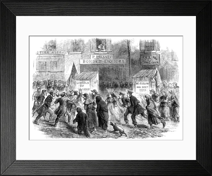 Framed Print : Election Day in New York: a polling-place among the Lower Twenty, 1864. Creator: Unknown. Election Day in New York: a polling-place among the Lower Twenty, 1864. Creator: Unknown Framed Print : Election Day in New York: a polling-place among the Lower Twenty, 1864. Creator: Unknown. Election Day in New York: a polling-place among the Lower Twenty, 1864. Creator: Unknown