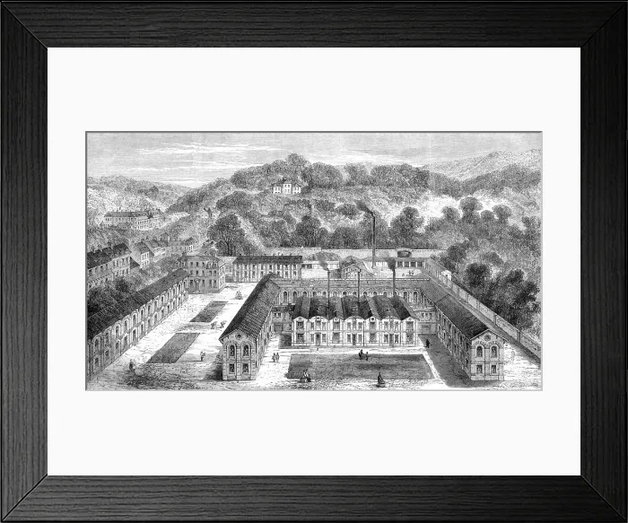 Framed Print : The new Sèvres porcelain manufactory in the park of St. Cloud: bird's eye view of...workshops, 1864. Creator: Unknown Framed Print : The new Sèvres porcelain manufactory in the park of St. Cloud: bird's eye view of...workshops, 1864. Creator: Unknown