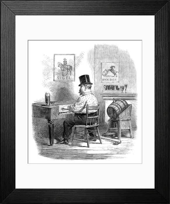 Framed Print : Sketches from New York: entertainment in a lager beer saloon, 1864. Creator: Unknown Framed Print : Sketches from New York: entertainment in a lager beer saloon, 1864. Creator: Unknown