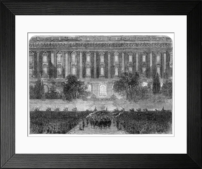 Framed Print : Visit of the Prince and Princess of Wales to Sweden: torchlight procession to…Royal Palace…, 1864. Creator: Unknown