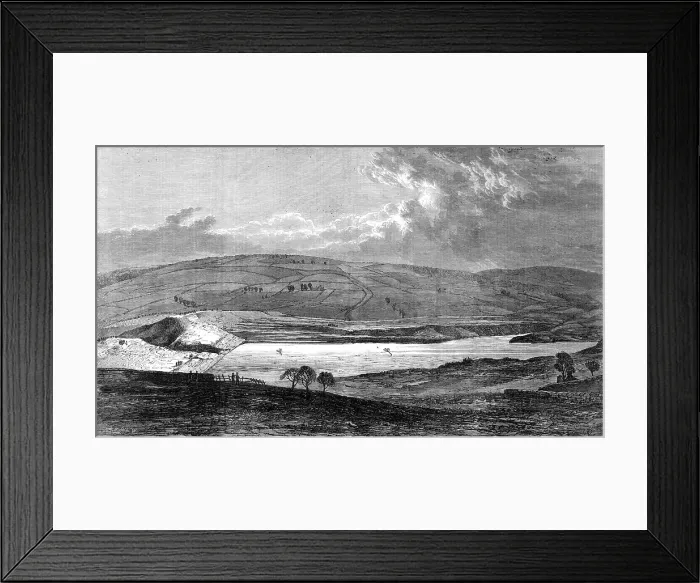Framed Print : The Flood at Sheffield: view of the Bradfield Reservoir, showing the broken dam... 1864. Creator: Mason Jackson Framed Print : The Flood at Sheffield: view of the Bradfield Reservoir, showing the broken dam... 1864. Creator: Mason Jackson