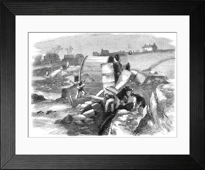 Framed Print : Illustrations of the Flood at Sheffield:Broadhead Wheel Mill...workmen searching for tools, 1864. Creator: Unknown
