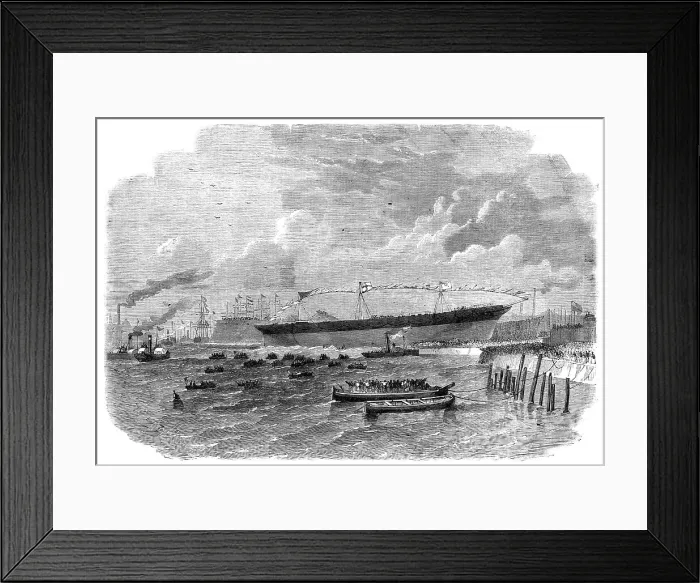 Framed Print : Launch of the Knight Commander, iron screw steam-ship, built at Dublin, 1864. Creator: Smyth Framed Print : Launch of the Knight Commander, iron screw steam-ship, built at Dublin, 1864. Creator: Smyth