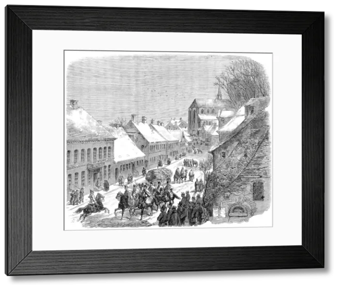 Framed Print : The War in Schleswig: High-Street, Hadersleben - from a sketch by our special artist, 1864. Creator: Unknown Framed Print : The War in Schleswig: High-Street, Hadersleben - from a sketch by our special artist, 1864. Creator: Unknown