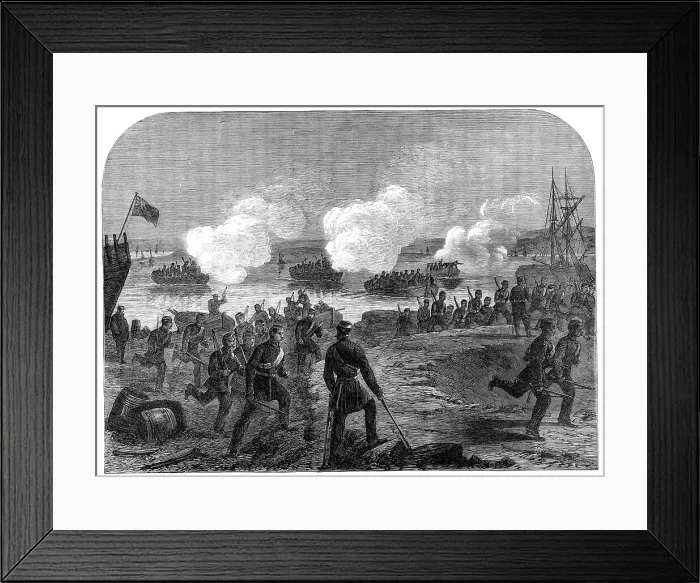 Framed Print : Night attack of the Kent Artillery Volunteers in Ore Creek, near Faversham, 1864. Creator: Unknown Framed Print : Night attack of the Kent Artillery Volunteers in Ore Creek, near Faversham, 1864. Creator: Unknown